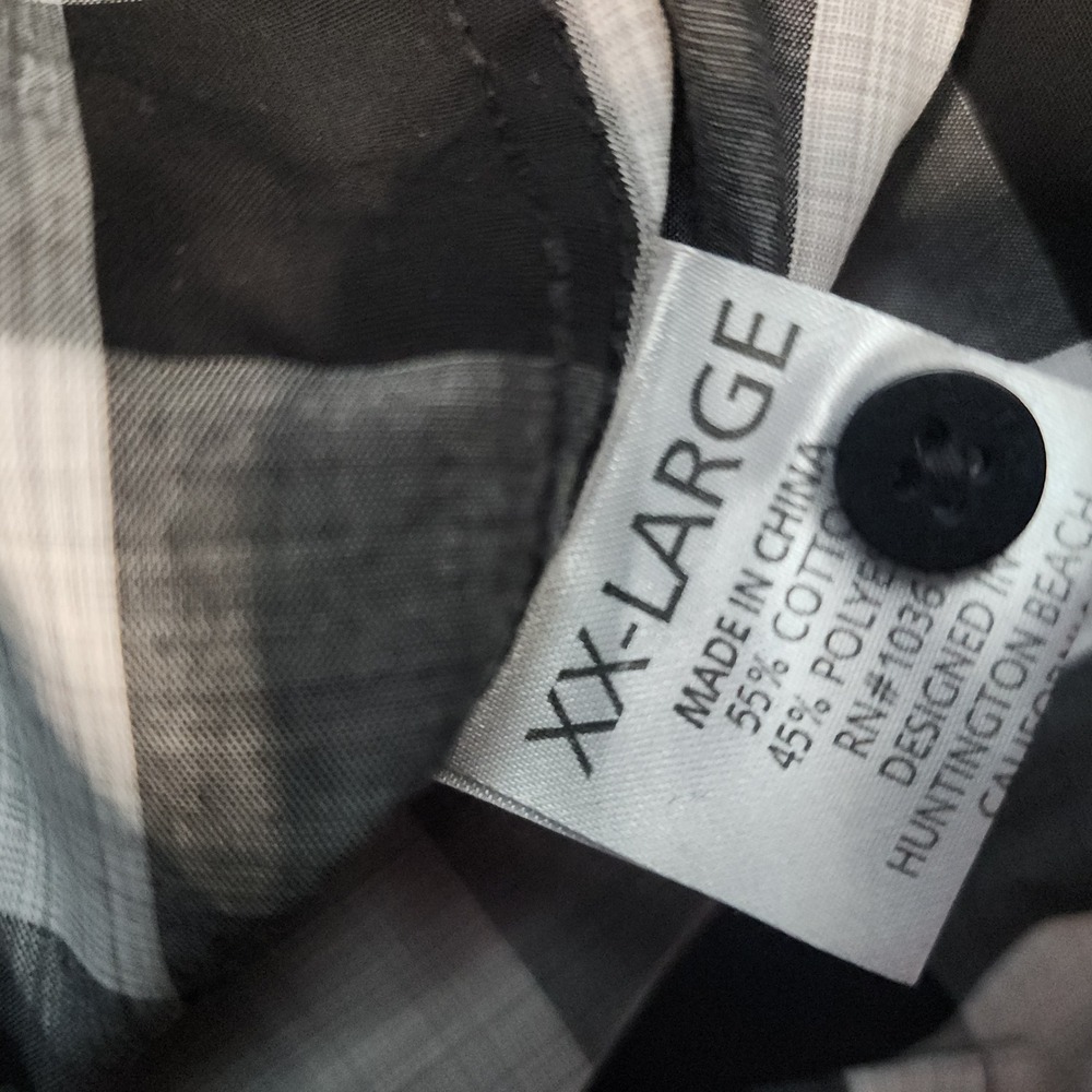 Coastal Button Down Shirt Mens XXL Black White Plaid Short Sleeve Buffalo Check - Picture 6 of 6